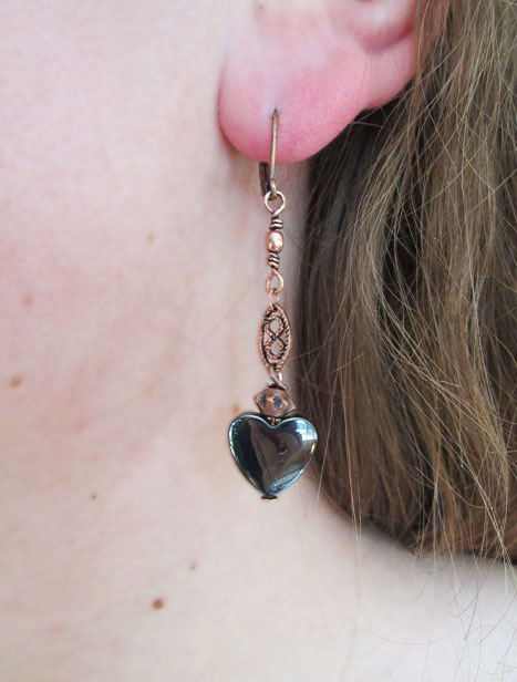 Hematite Heart Earrings
